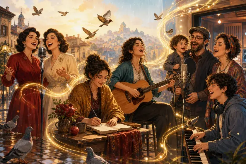 A Yiddish performance, Russian poet and contemporary English ensemble are connected through music, birds, rain and Chelm humor.