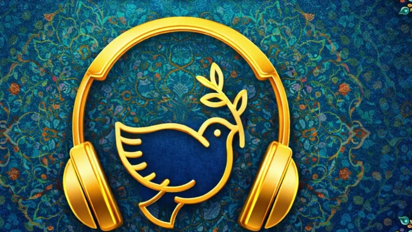 A golden dove and headphones form the visual identity of the RIGLI song Hold On.