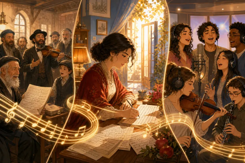 A Yiddish communal song, a Russian poet at her desk and a contemporary English recording ensemble are joined by one ribbon of music.